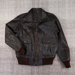 Michel Lazarin Vintage Leather Bomber Jacket Brown Flight Coat Mens